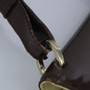 Salvatore Ferragamo Gancini Shoulder Bag Patent leather Brown Gold Auth 96961-9