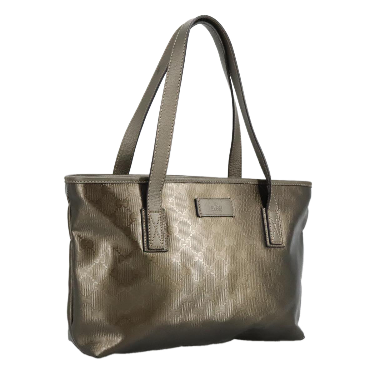 GUCCI GG implementation Tote Bag Gray Silver 211133 Auth 96962