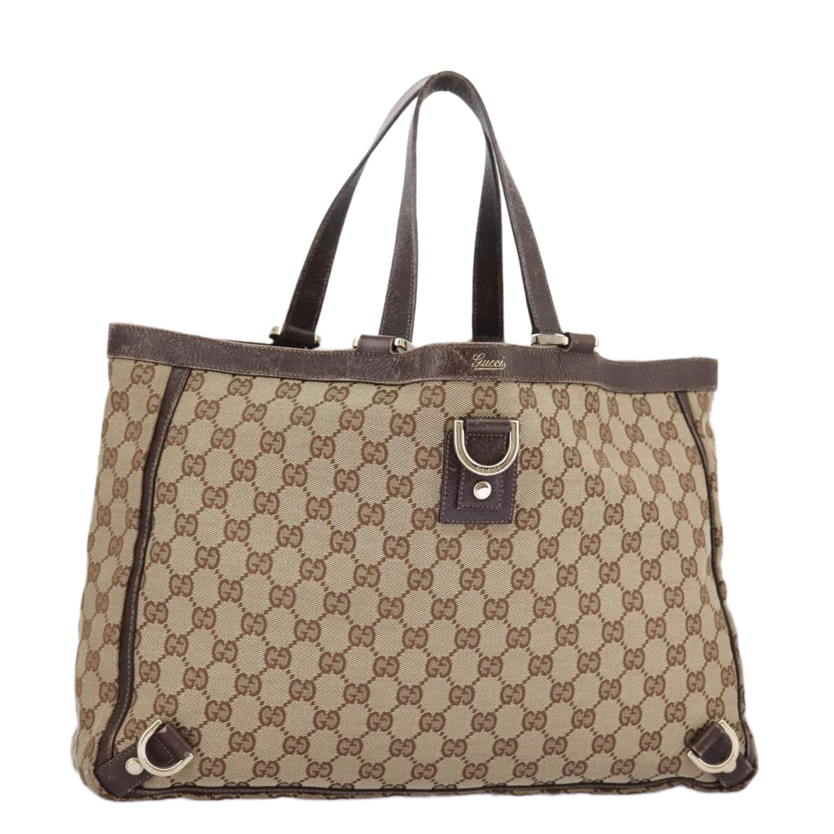 GUCCI GG Canvas Tote Bag Beige Gold 141472 Auth 96968