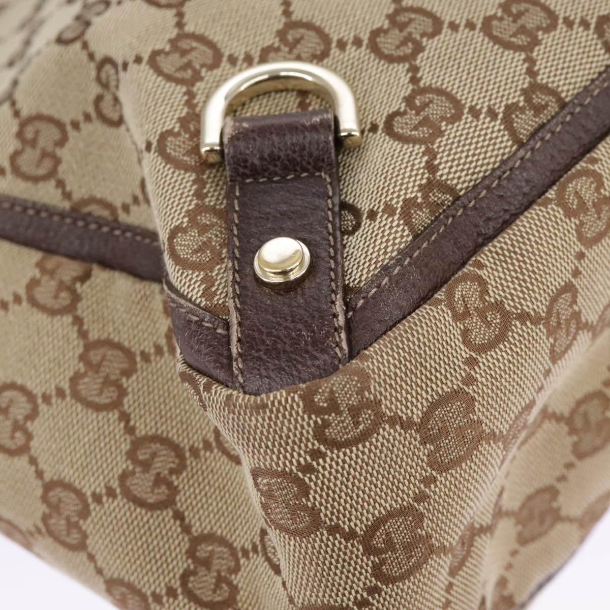 GUCCI GG Canvas Tote Bag Beige Gold 141472 Auth 96968