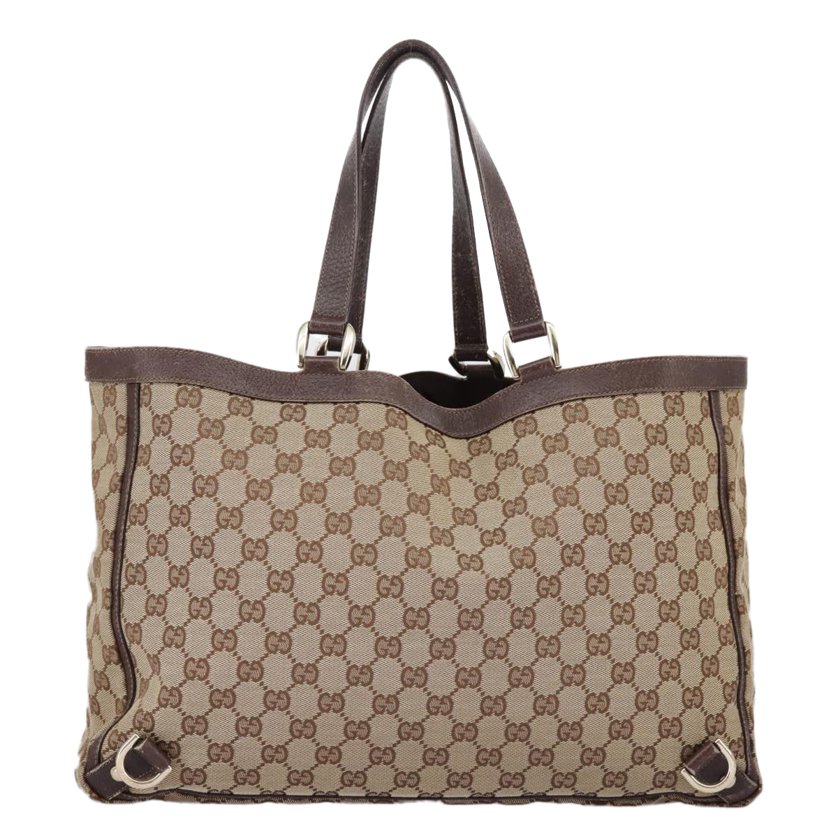 GUCCI GG Canvas Tote Bag Beige Gold 141472 Auth 96968