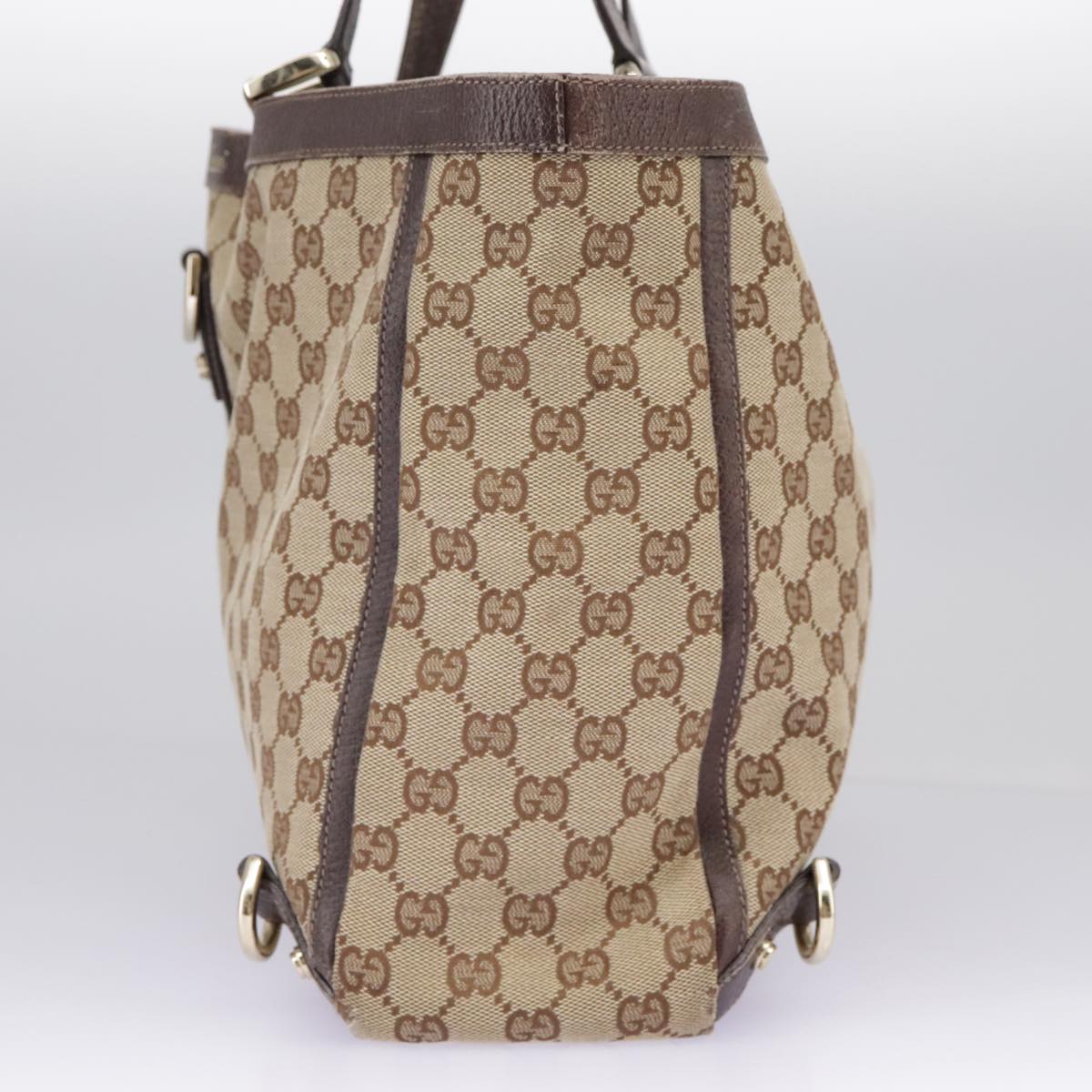 GUCCI GG Canvas Tote Bag Beige Gold 141472 Auth 96968