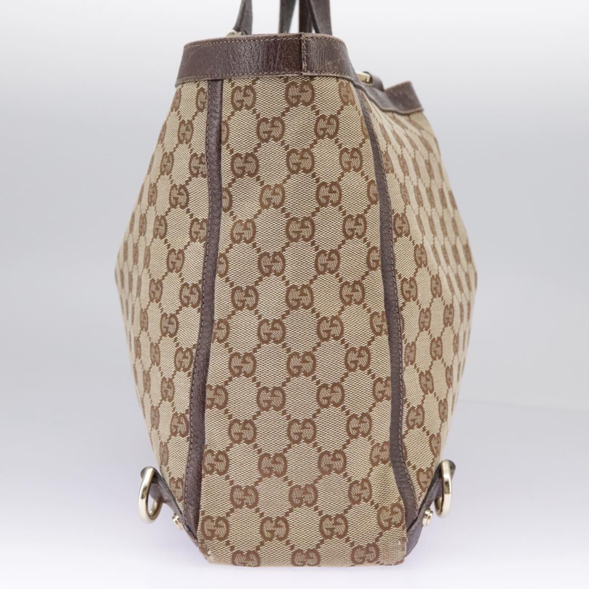 GUCCI GG Canvas Tote Bag Beige Gold 141472 Auth 96968