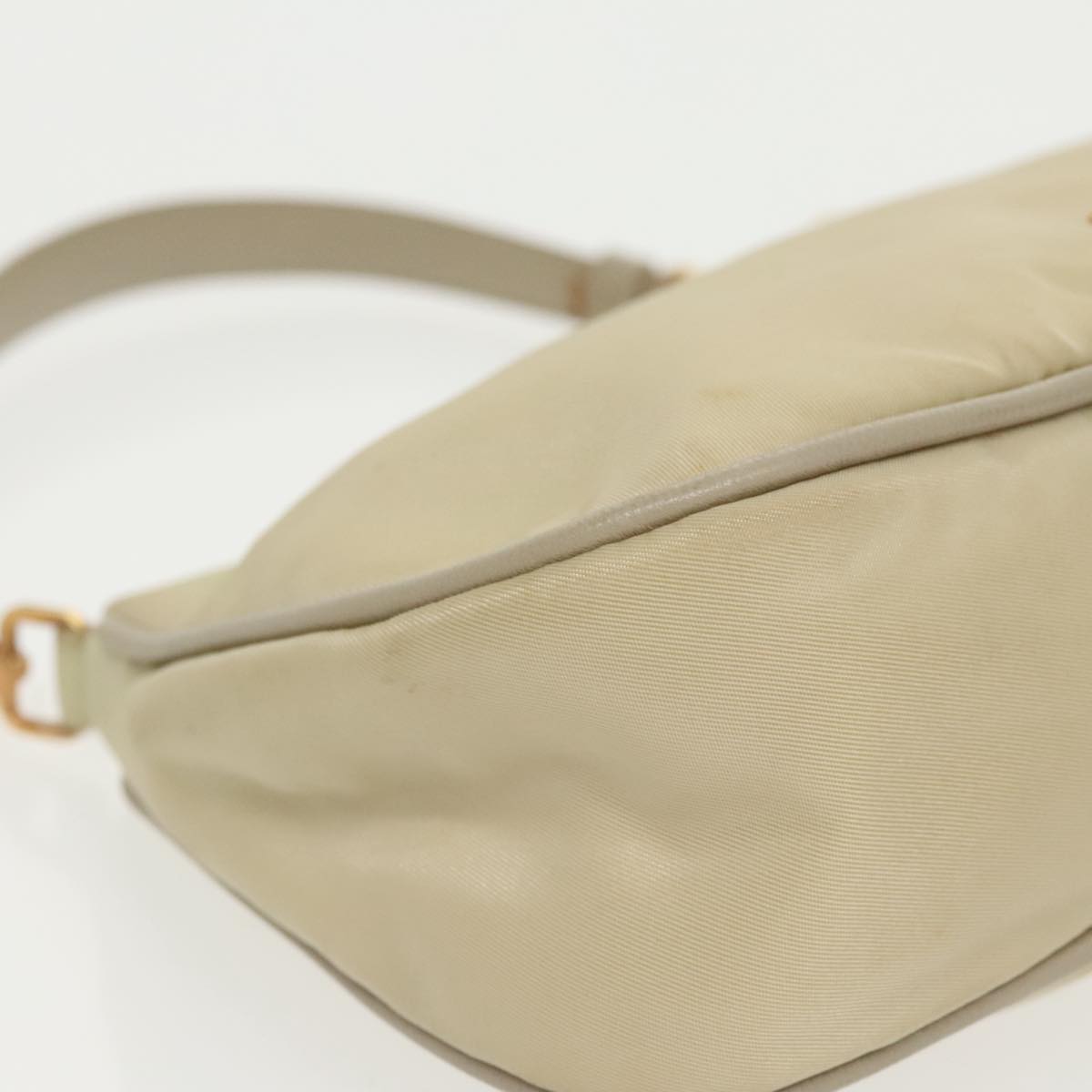 PRADA Hand Bag Nylon Beige Gold Auth 96975