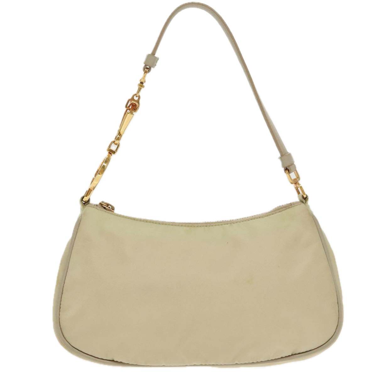 PRADA Hand Bag Nylon Beige Gold Auth 96975 - 0