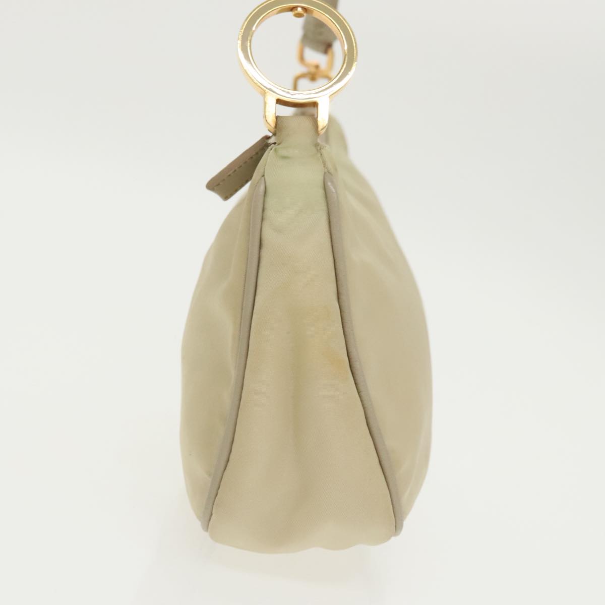 PRADA Hand Bag Nylon Beige Gold Auth 96975