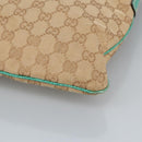 GUCCI GG Canvas Shoulder Bag Beige Silver Green 113013 Auth 96980-14