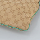 GUCCI GG Canvas Shoulder Bag Beige Silver Green 113013 Auth 96980-16