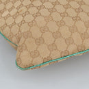 GUCCI GG Canvas Shoulder Bag Beige Silver Green 113013 Auth 96980-17