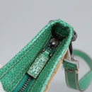 GUCCI GG Canvas Shoulder Bag Beige Silver Green 113013 Auth 96980-10