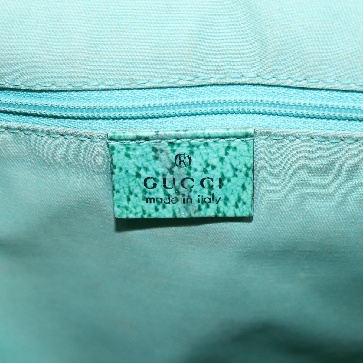 GUCCI GG Canvas Shoulder Bag Beige Silver Green 113013 Auth 96980