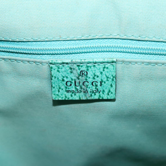 GUCCI GG Canvas Shoulder Bag Beige Silver Green 113013 Auth 96980