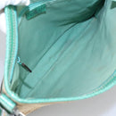 GUCCI GG Canvas Shoulder Bag Beige Silver Green 113013 Auth 96980-11