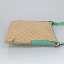 GUCCI GG Canvas Shoulder Bag Beige Silver Green 113013 Auth 96980-3