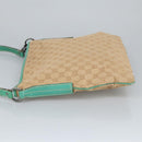 GUCCI GG Canvas Shoulder Bag Beige Silver Green 113013 Auth 96980-4