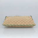 GUCCI GG Canvas Shoulder Bag Beige Silver Green 113013 Auth 96980-5