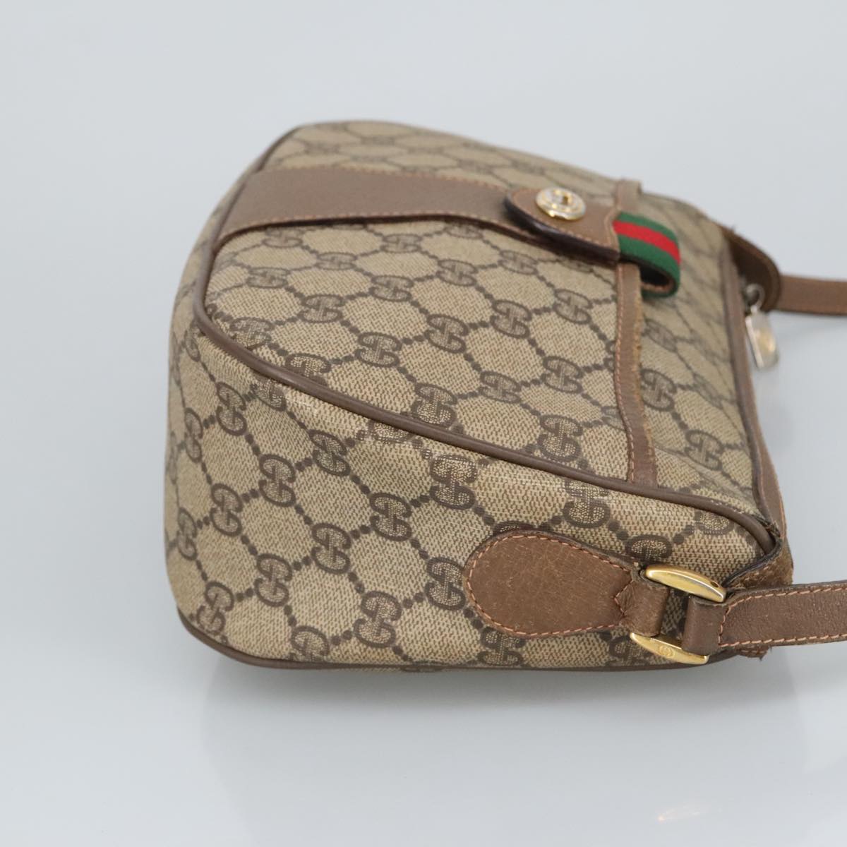 GUCCI GG Supreme Web Sherry Line Shoulder Bag PVC Beige 89 02 032 Auth 96982