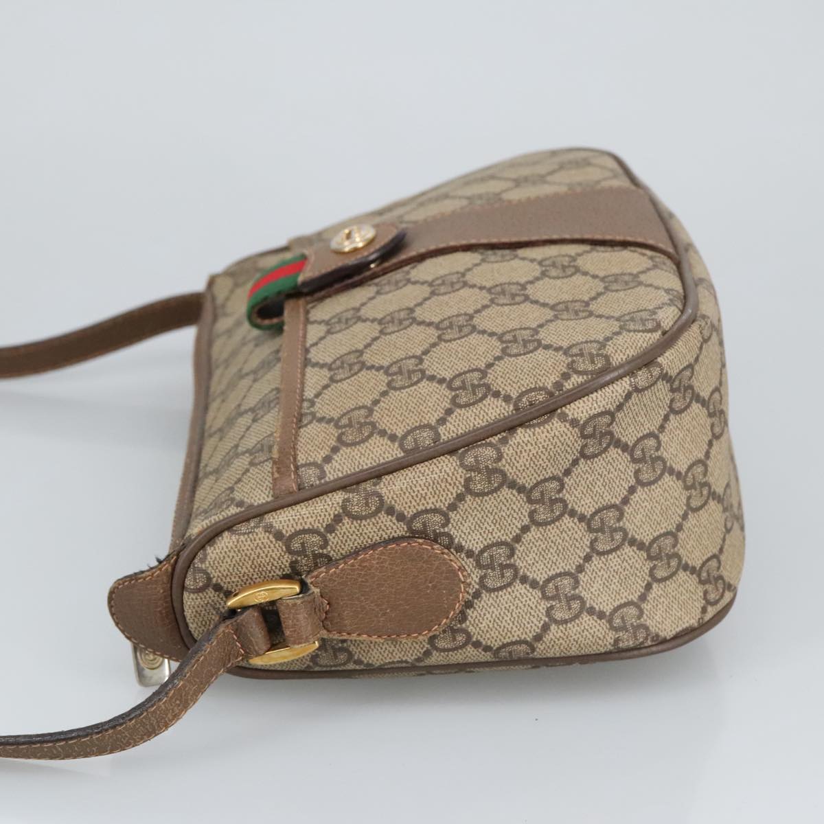 GUCCI GG Supreme Web Sherry Line Shoulder Bag PVC Beige 89 02 032 Auth 96982