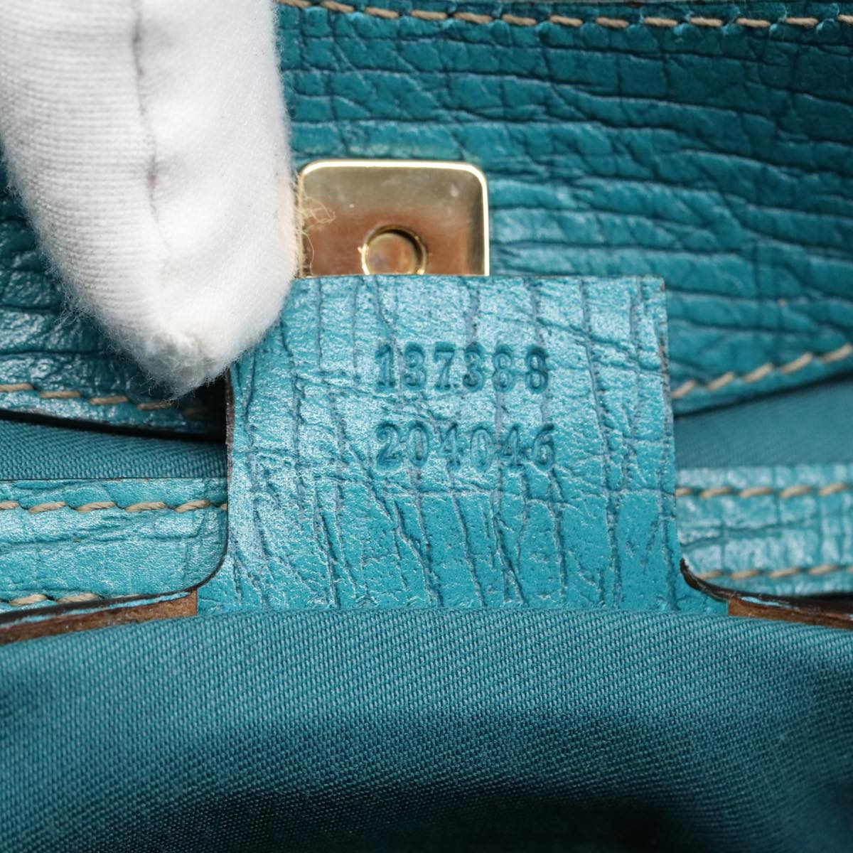 GUCCI GG Canvas Sherry Line Horsebit Bag Beige Gold Light blue 137388 Auth 96983