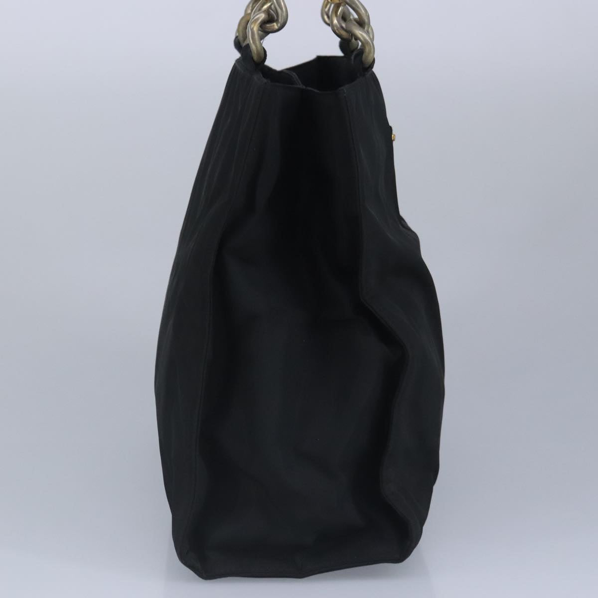 PRADA Hand Bag Nylon Black Gold Auth 96996