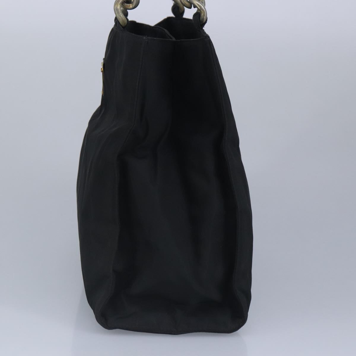 PRADA Hand Bag Nylon Black Gold Auth 96996