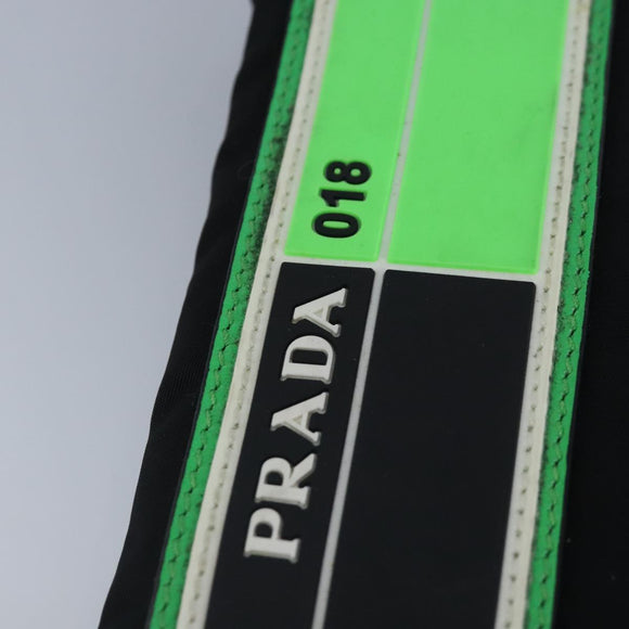 PRADA Clutch Bag Nylon Black Silver Auth 96997V