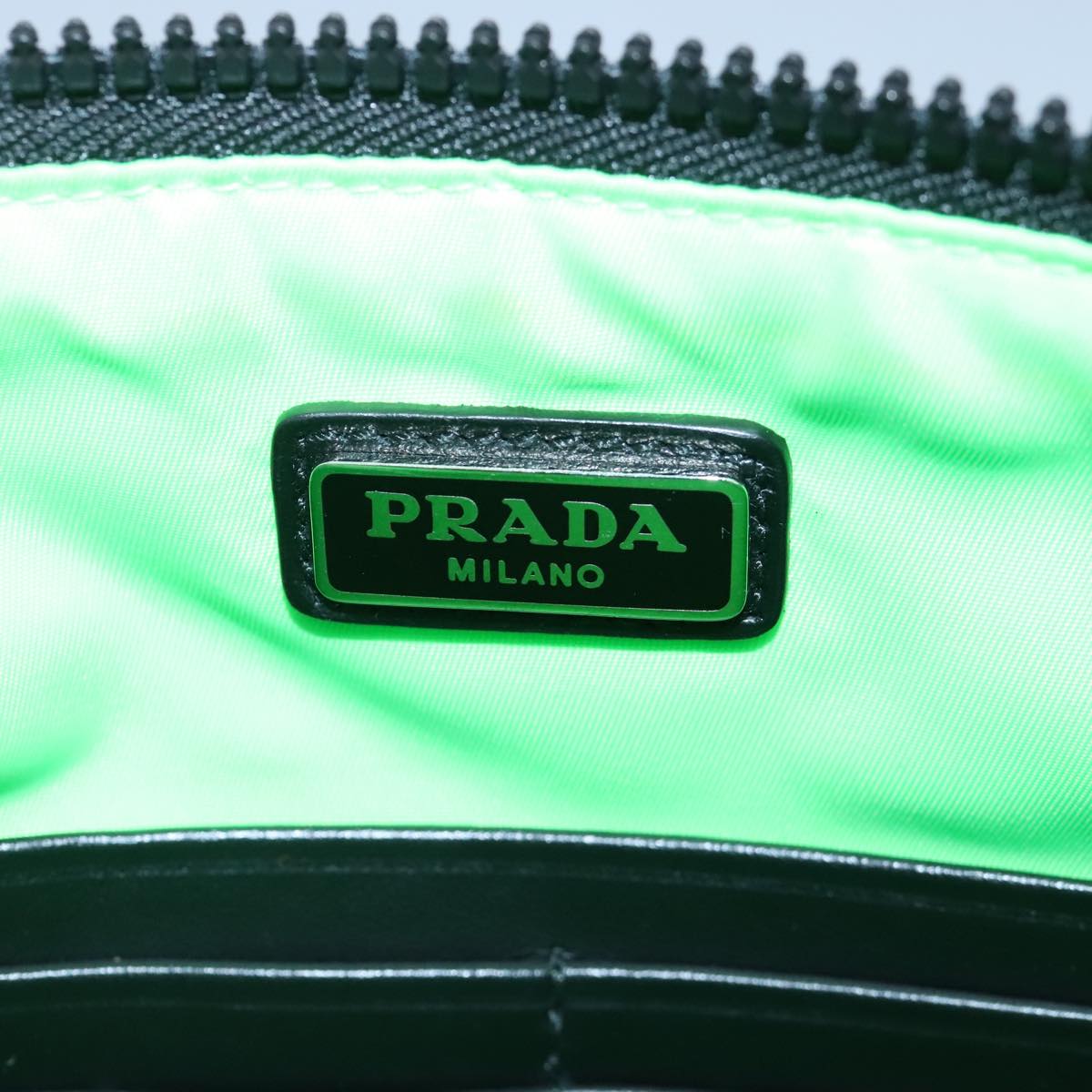 PRADA Clutch Bag Nylon Black Silver Auth 96997