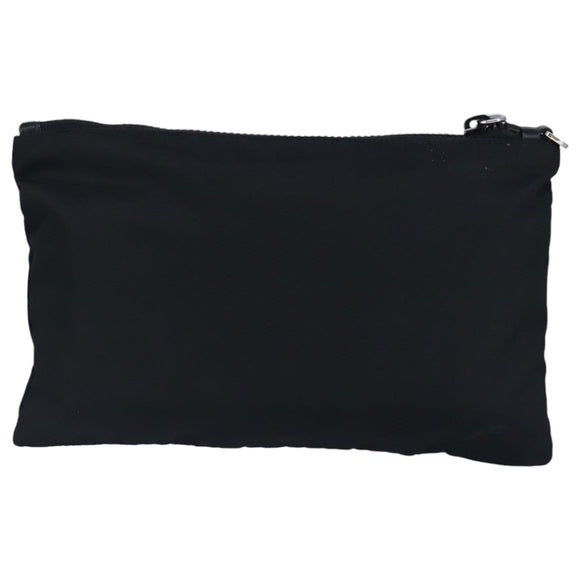 PRADA Clutch Bag Nylon Black Silver Auth 96997V