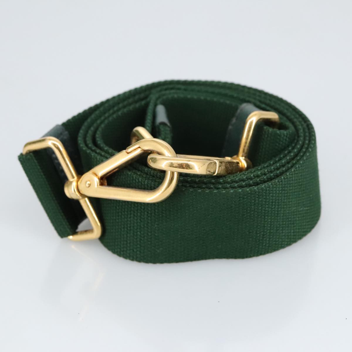 PRADA Canapa PM Hand Bag Canvas 2way Green Gold Auth 96999