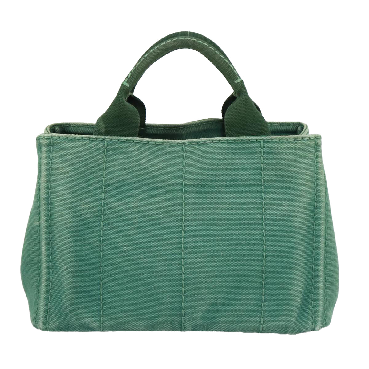 PRADA Canapa PM Hand Bag Canvas 2way Green Gold Auth 96999