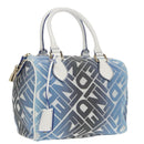 FENDI Zucca Canvas Hand Bag Blue Gold Auth 97002AV-1