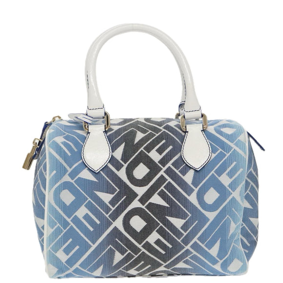 FENDI Zucca Canvas Hand Bag Blue Gold Auth 97002AV
