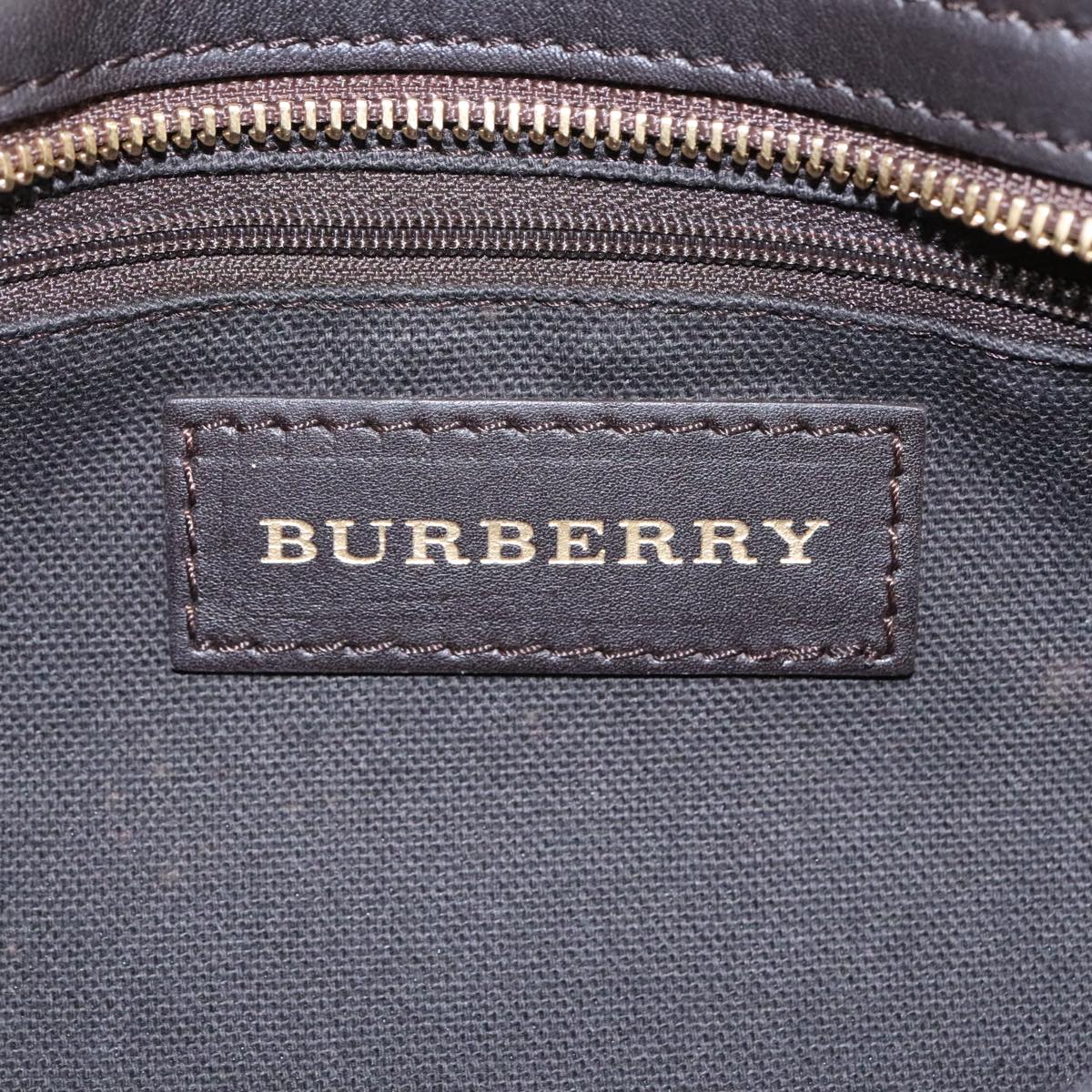 BURBERRY Nova Check Hand Bag PVC Beige Gold Auth 97005