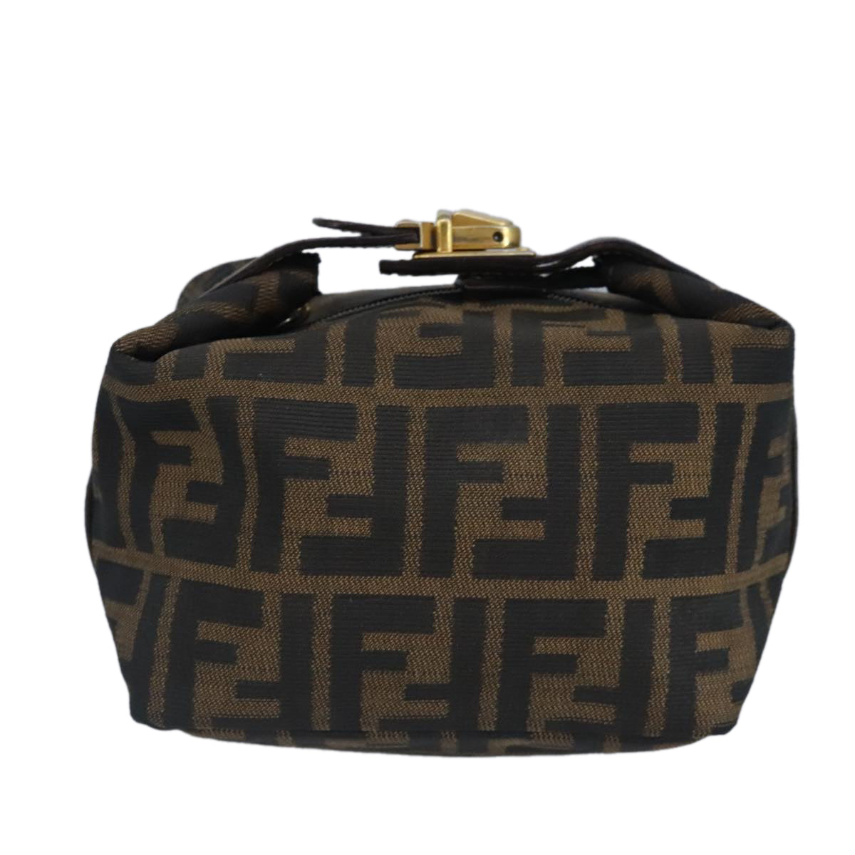 FENDI Zucca Canvas Pouch Brown Black gold Auth 97012 - 0