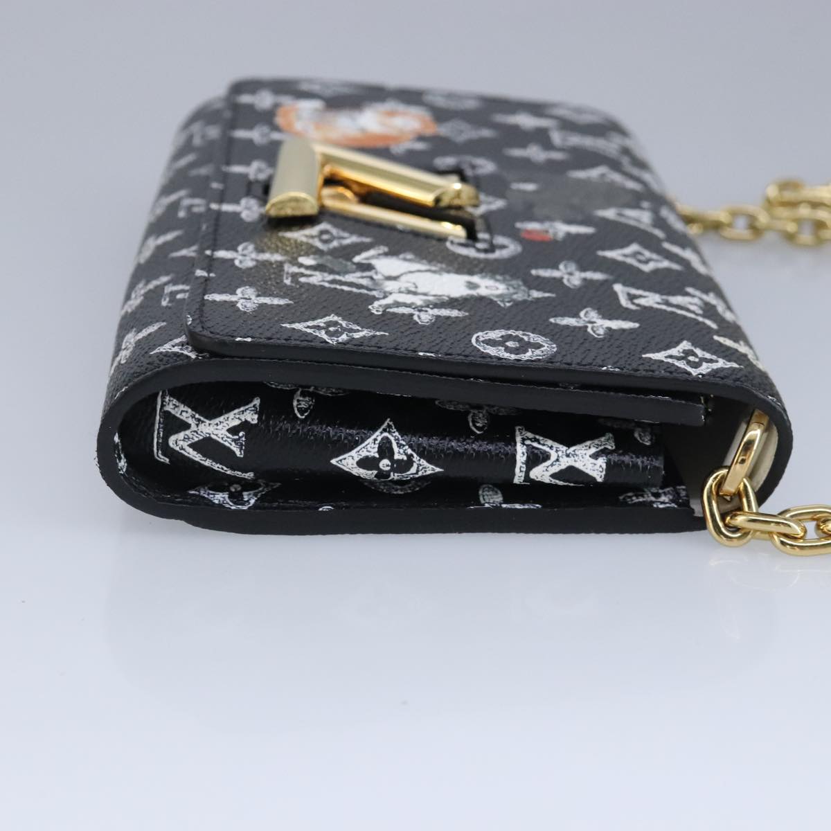 LOUIS VUITTON Monogram Cat Portefeuille Twist Chain Wallet M63888 Auth 97021S