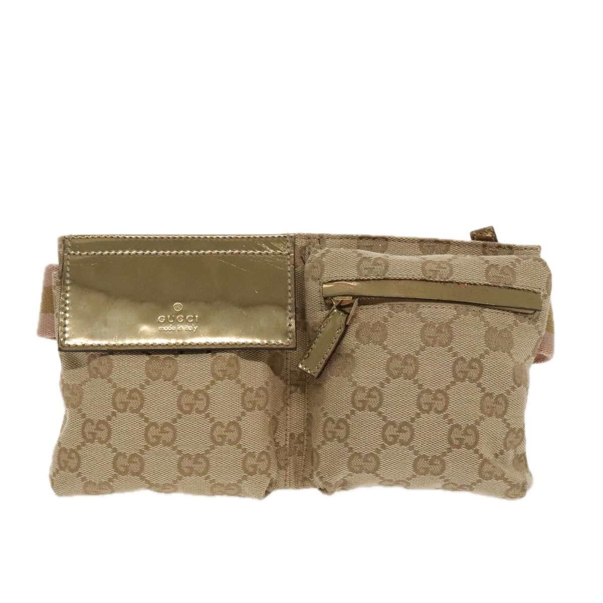 GUCCI GG Canvas Sherry Line Waist bag Beige Gold pink 162962 Auth 97034 - 0