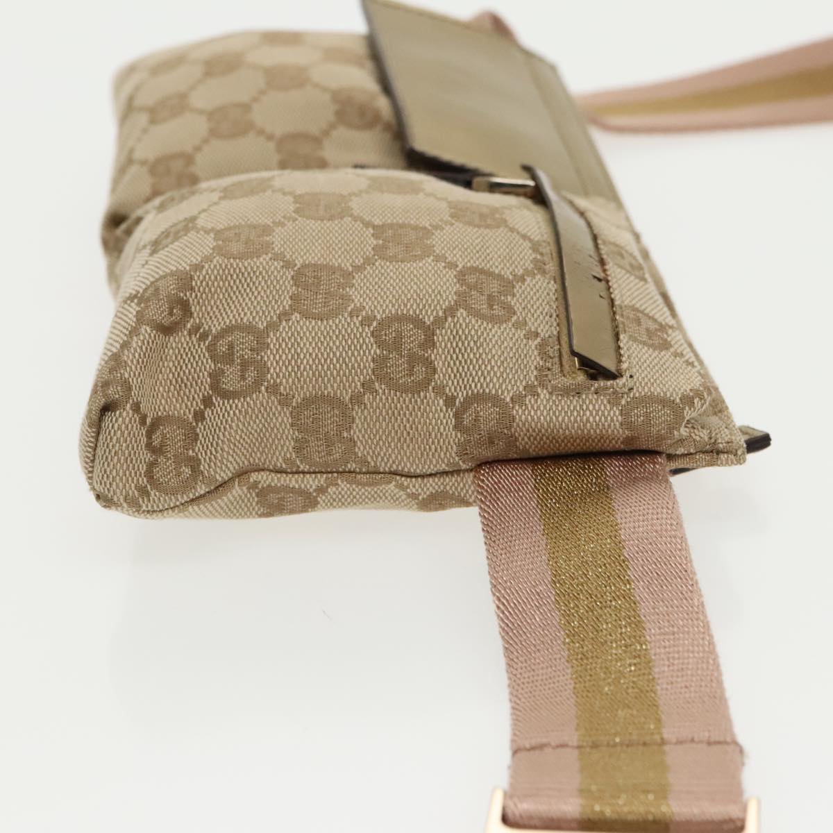 GUCCI GG Canvas Sherry Line Waist bag Beige Gold pink 162962 Auth 97034