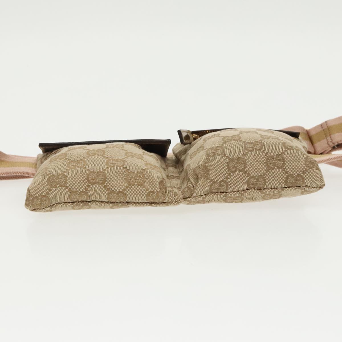 GUCCI GG Canvas Sherry Line Waist bag Beige Gold pink 162962 Auth 97034