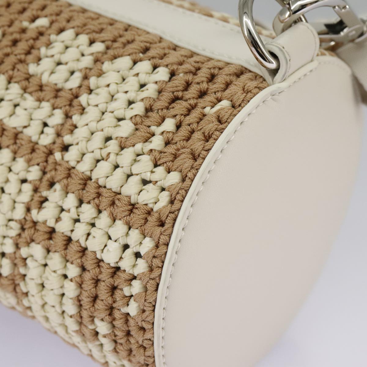 FENDI Zucca Canvas Bottle Shoulder Bag Beige Auth 97046A