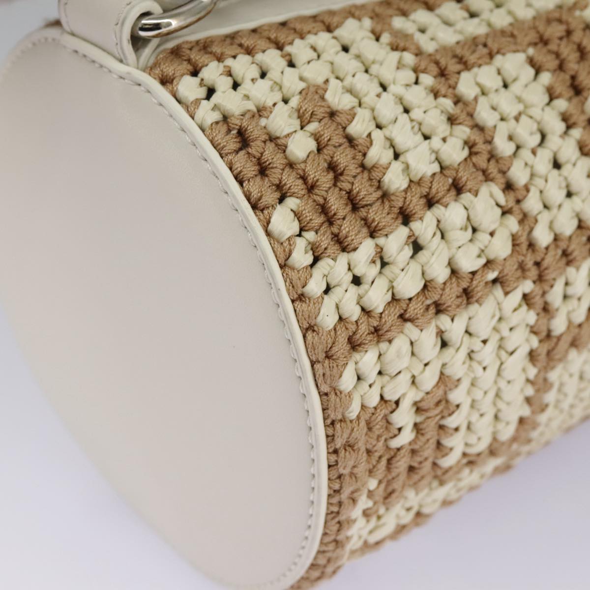 FENDI Zucca Canvas Bottle Shoulder Bag Beige Auth 97046A