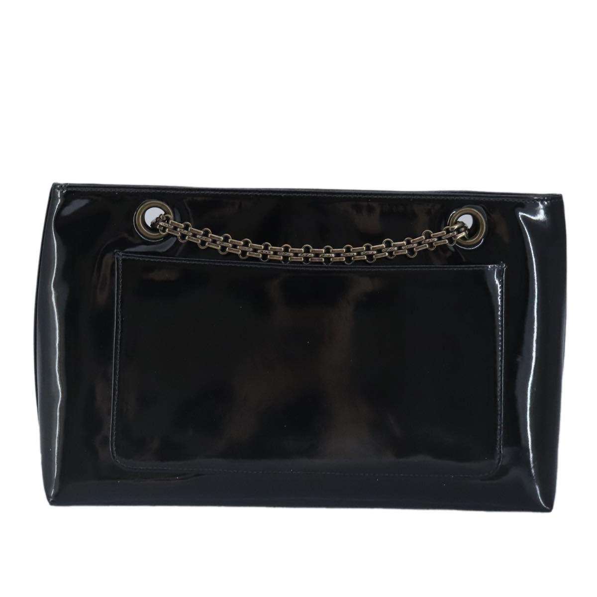 CHANEL Chain Shoulder Bag Patent leather Black CC Auth 97053 - 0