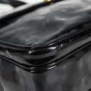 CHANEL Ketten-Einkaufstasche Lackleder Schwarz Gold CC Auth 97057-11