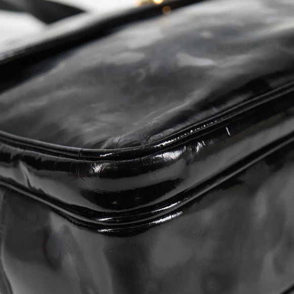 CHANEL Ketten-Einkaufstasche Lackleder Schwarz Gold CC Auth 97057