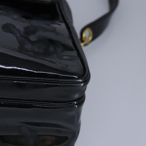 CHANEL Chain Tote Bag Patent leather Black Gold CC Auth 97057