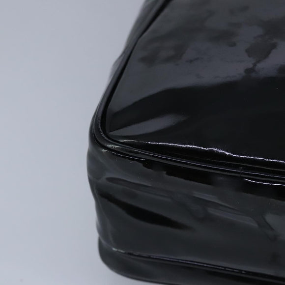 CHANEL Chain Tote Bag Patent leather Black Gold CC Auth 97057