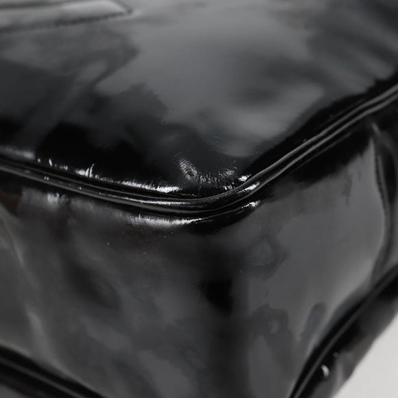 CHANEL Chain Tote Bag Patent leather Black Gold CC Auth 97057