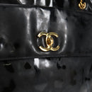 CHANEL Ketten-Einkaufstasche Lackleder Schwarz Gold CC Auth 97057-15