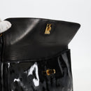 CHANEL Ketten-Einkaufstasche Lackleder Schwarz Gold CC Auth 97057-16