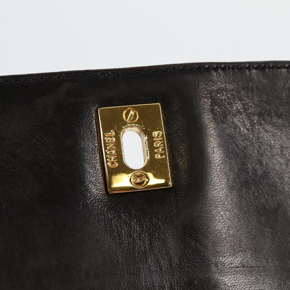 CHANEL Ketten-Einkaufstasche Lackleder Schwarz Gold CC Auth 97057