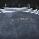 CHANEL Ketten-Einkaufstasche Lackleder Schwarz Gold CC Auth 97057-19